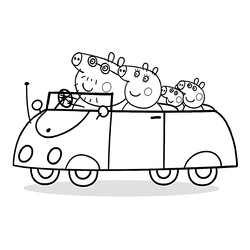 Пеппа с семьёй на машине