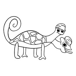 Раскраска Таматаки и Чаматаки черепаха-хамелеон