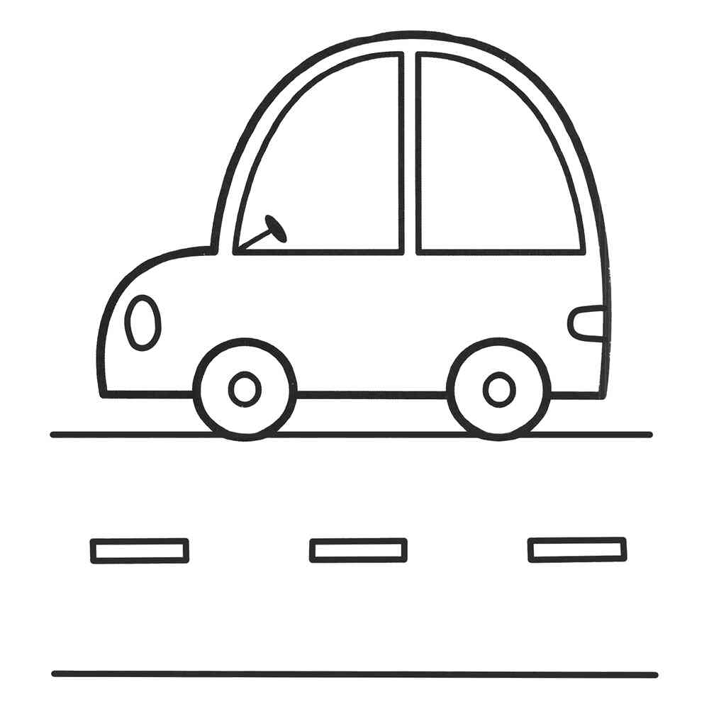 Раскраска Машинка на дороге распечатать или скачать