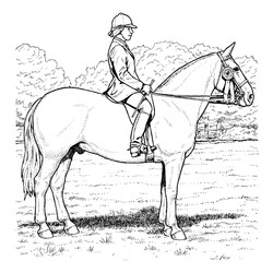 Раскраска Лошадь с наездником