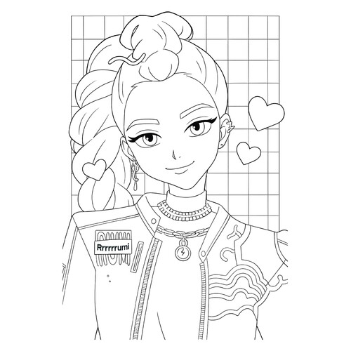 Раскраска Руми с сердечками