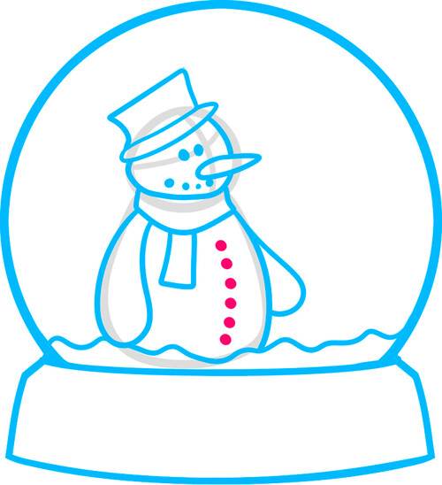 Как нарисовать снеговика в снежном шаре 8