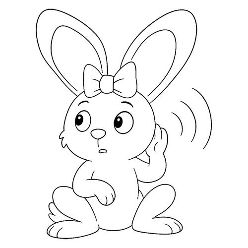 Раскраска Зайчонок прислушивается к шорохам