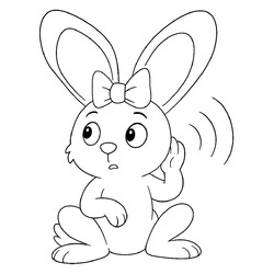 Раскраска Зайчонок прислушивается к шорохам