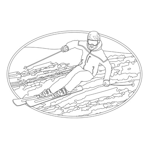 Раскраска Горнолыжный спорт