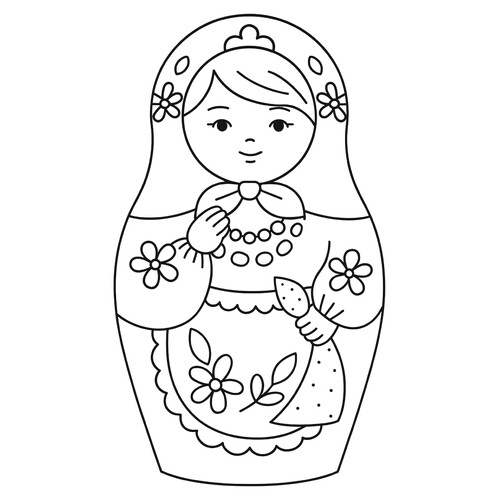 Раскраска Матрёшка с платком