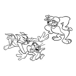 Раскраска Том и Джерри с бульдогом
