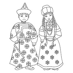Буряты в национальной одежде