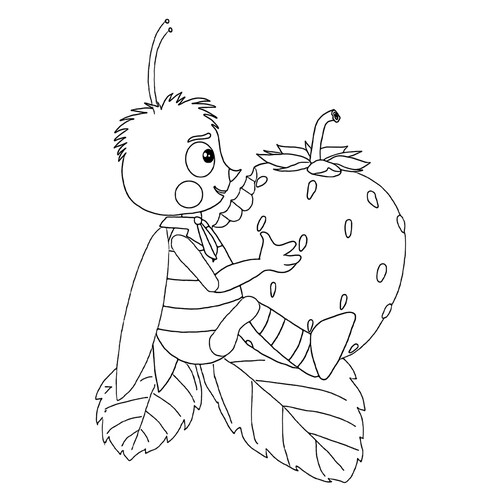 Пчелёнок ест земляничку