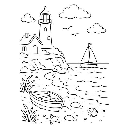 Раскраска Морской берег