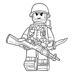 Раскраска Лего солдат с винтовкой