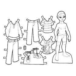 Бумажная кукла мальчик с одеждой для вырезания