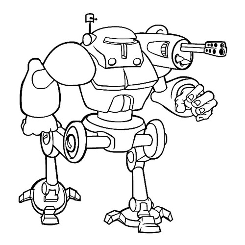 Раскраска Боевой робот с пушкой