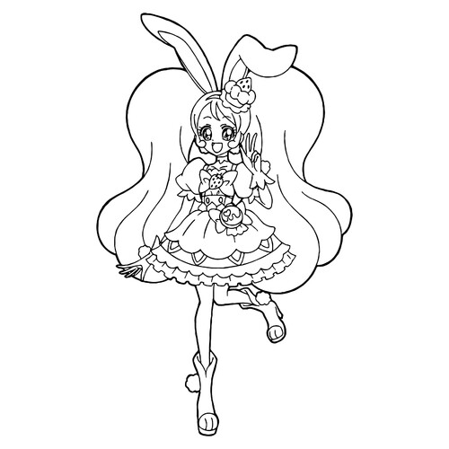 Раскраска Аниме весёлая девушка-кролик