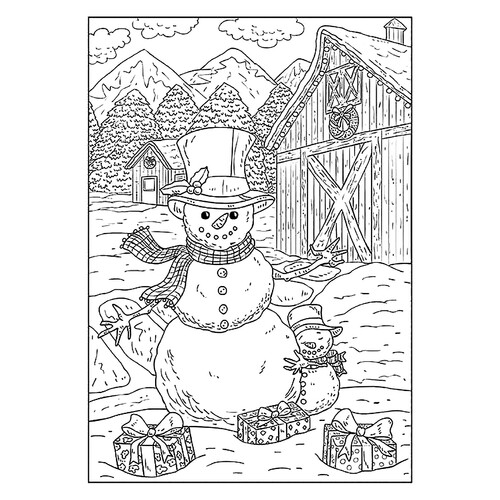 Раскраска Снеговик и его малыш
