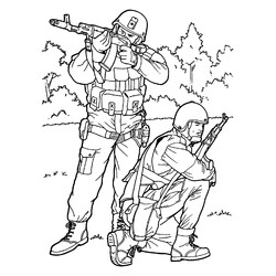 Раскраска Два солдата в обороне