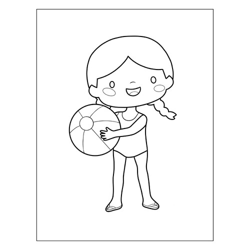 Раскраска Девочка с мячом для малышей