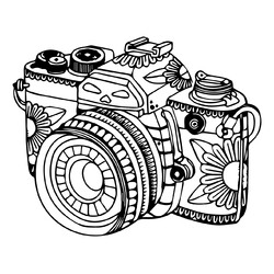 Раскраска Фотоаппарат с узорами