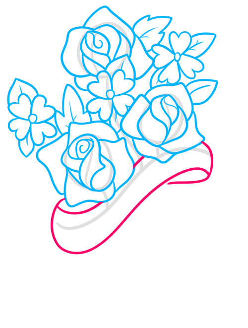 Как нарисовать букет цветов для мамы 5
