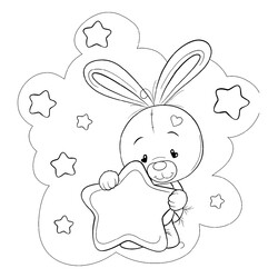 Раскраска Зайчик и звёздочки