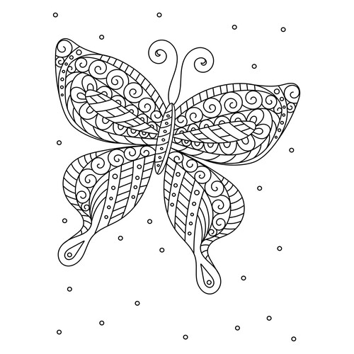 Раскраска Бабочка с завитушками