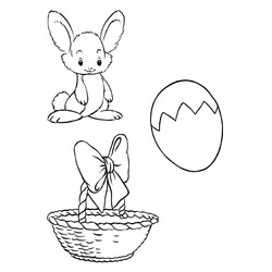 Пасхальная корзинка, яйцо, кролик