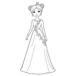Раскраска Царевна Даша в праздничном платье