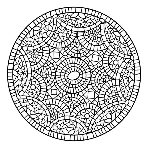 Раскраска Мозаика круговая мандала
