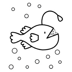 Рыба-удильщик плавает глубоко в море