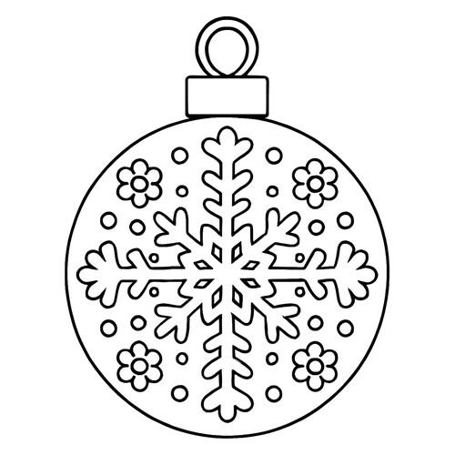 Раскраска Новогодний шар с большой снежинкой