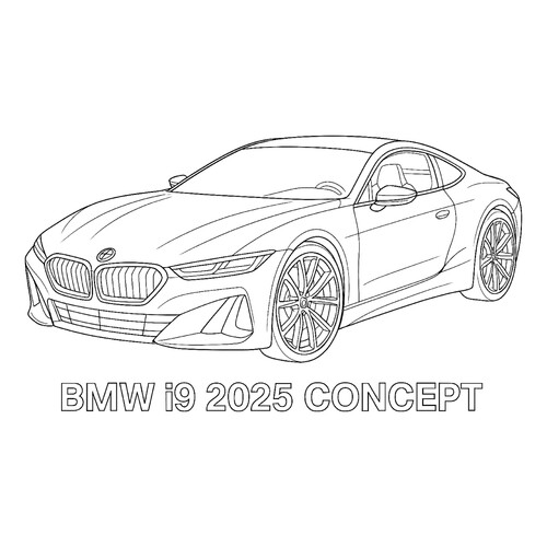 Раскраска БМВ i9 2025 Concept