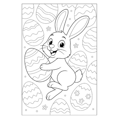 Раскраска Зайка держит в лапках пасхальное яйцо
