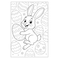Раскраска Зайка держит в лапках пасхальное яйцо