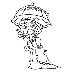 Раскраска Зомби с зонтиком