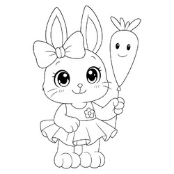 Аниме зайка с шариком-морковкой