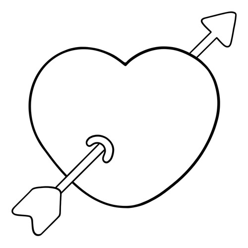 Раскраска Сердце со стрелой на День святого Валентина