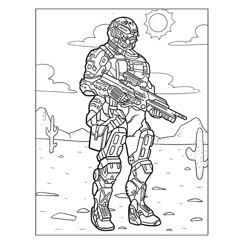 Раскраска Солдат из игры Halo