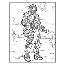 Раскраска Солдат из игры Halo
