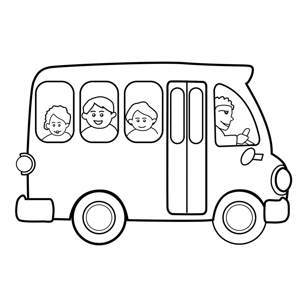 Автобус раскраска для детей - фото