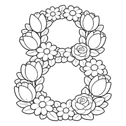 Раскраска Восьмёрка из цветов