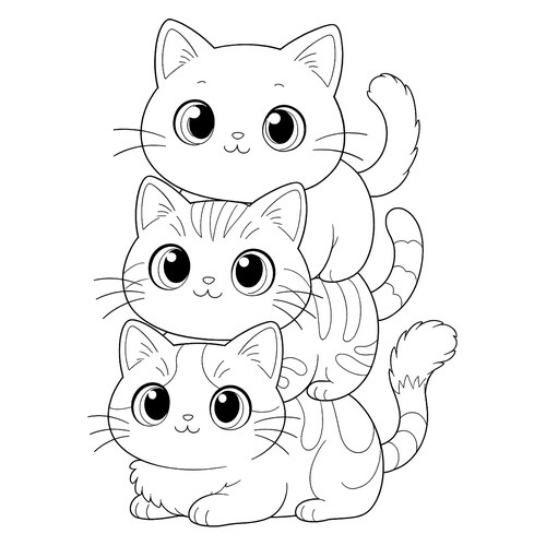 Раскраска Башня из котят