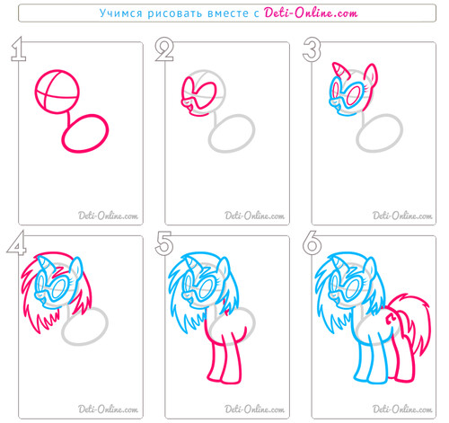 Как нарисовать Винил Скрэтч – пони диджея