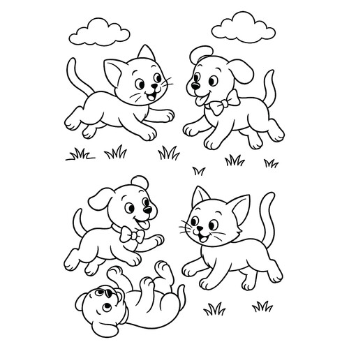 Раскраска Коты и собаки