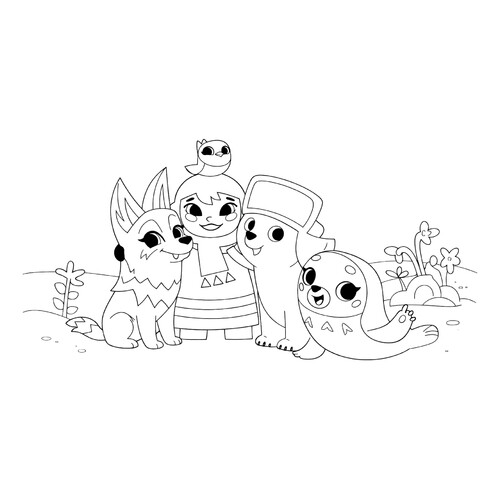 Раскраска Умка в кругу друзей