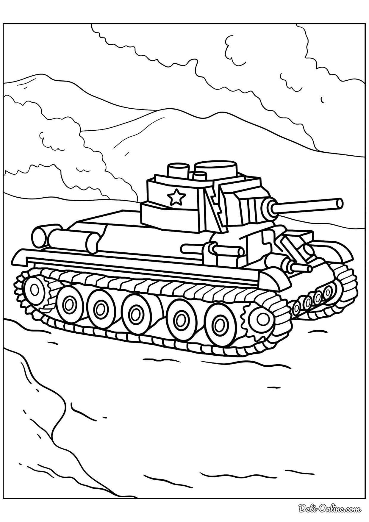 Раскраска Танк КВ-2 распечатать или скачать