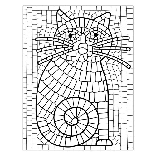 Раскраска Мозаика кот