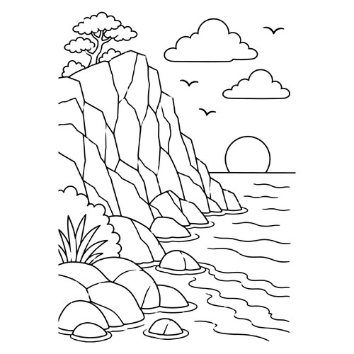 Раскраска Скалы у моря
