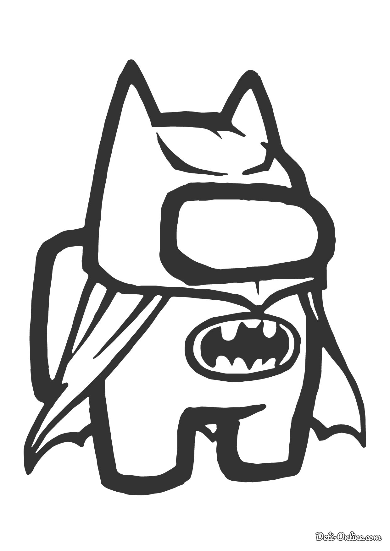 Раскраска Амонг Ас персонаж Бэтмен распечатать или скачать