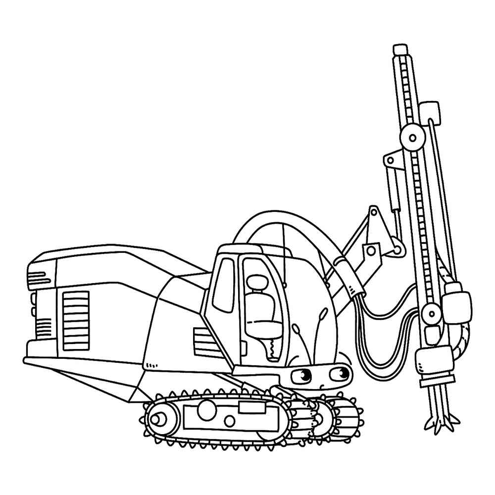 Раскраска Большая бурильная машина | распечатать раскраски для детей
