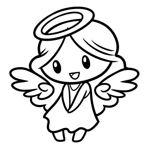 Раскраска Чиби ангелочек для малышей